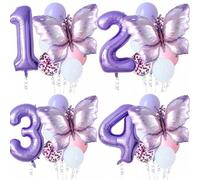 Shein 10 piezas Globos con forma de mariposa morada de 40 pulgadas, globos de lámina de colores grandes con mariposas, adecuados para fiestas, cumpleaños, d