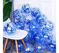 Shein 10 piezas Globos de látex con lentejuelas azules de 12 pulgadas, globos de helio de lámina transparente, adecuados para decoración de bodas y fiestas