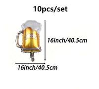 Shein 10 piezas Globos de papel de aluminio con forma de mini jarra de cerveza de 16 pulgadas para el Día de San Valentín, cumpleaños, boda, festival de cer