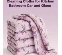 Shein 10 piezas Paños de limpieza de coral, paños de microfibra de alta absorción y secado rápido, adecuados para baño, coche, estilo floral cuadrado campes