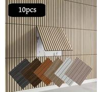 Shein 10 piezas Papel tapiz autoadhesivo de rejilla 30cmx30cm, Pegatinas de pared autoadhesivas estilo rejilla de grano de madera, Pegatinas de pared con su