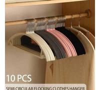 Shein 10 piezas Perchas de ropa con revestimiento de felpa, diseño sin costuras y semicircular, ahorro de espacio, organizador de almacenamiento para el hog