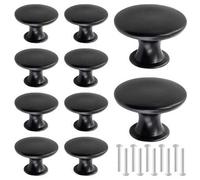 Shein 10 piezas Perillas de gabinete negras planas, Tiradores de cajón redondos negros modernos, Para gabinetes de cocina, Tocador, Diámetro de 30 mm