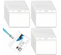 Shein 10 piezas Portador de tarjeta impermeable vertical u horizontal, Soporte de identificación portátil de PVC transparente, Fundas de plástico para tarje