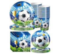 Shein 10 piezas Suministros para fiesta con tema deportivo Platos de papel con diseño de fútbol Servilletas Decoración de fiesta All-Star Regalos de fiesta