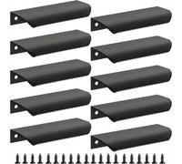 Shein 10 piezas Tiradores de dedo negros, adecuados para armario, gabinete, cajón, gabinete de cocina, pestaña de extracción oculta de aluminio moderno, apl