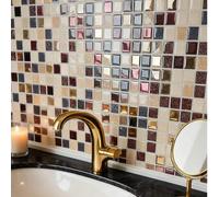 Shein 10 pulgadas x 10 pulgadas Papel tapiz de vinilo texturizado impermeable DIY, azulejo autoadhesivo para salpicaduras, mosaico autoadhesivo, para decora