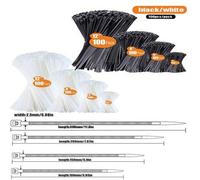 Shein 100/400 piezas Bridas de cable Negro/Blanco/Coloreadas, Bridas de cable de plástico de alta resistencia y alta calidad, Bridas de cable de nylon blanc