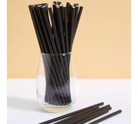 Shein 100/50/25/10 piezas Pajitas de papel desechables, Pajitas de papel negro puro, Palitos de soporte para caramelos, Adecuados para cócteles, cumpleaños,