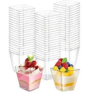 Shein 100/50/25/5 piezas Vasos de postre transparentes de 2oz/60ml, vasos de postre mini reutilizables, suministros para fiestas, vasos para mousse, vasos p