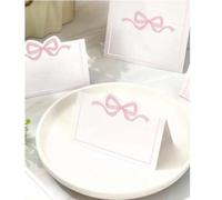 Shein 100/50/30/29/10/1 Pieza Tarjetas de Lugar con Lazo Rosa, Elegantes Tarjetas de Nombre de Invitados y Tarjetas de Lugar con Lazo Azul. Tamaño 4 X 3.5 P