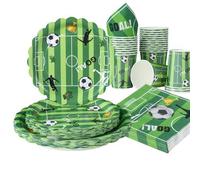 Shein 100/55/25/10 piezas Suministros de vajilla para fiesta de fútbol, platos de papel desechables de 7/9 pulgadas, vasos de papel y servilletas, vajilla d