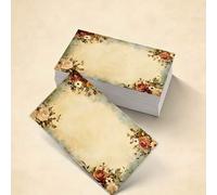 Shein 100 piezas/50 piezas Tarjetas de felicitación en blanco con estilo floral vintage, adecuadas para bodas/cumpleaños/tarjetas de agradecimiento de fiest