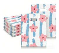 Shein 100 piezas - Bolsa de plástico con flores moradas, bolsa de compras minorista premium con recortes en relieve para asas - Flor morada, bolsa de regalo