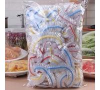 Shein 100 piezas/bolsa Tapas de plástico desechables para alimentos, película elástica de colores, tapas de plato reutilizables, bolsas de almacenamiento de