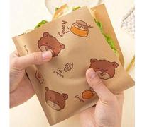 Shein 100 piezas Bolsas de comida marrones, bolsas de conservación de alimentos autoadhesivas resistentes a la grasa, bolsas de embalaje plegables selladas,