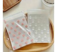 Shein 100 piezas Bolsas de embalaje autoadhesivas transparentes con forma de corazón, adecuadas para galletas, dulces y postres, también ideales para empaqu