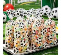 Shein 100 piezas Bolsas de regalo con diseño de fútbol, bolsas de embalaje con tema de fútbol, decoraciones para fiesta de baby shower, suministros para fie