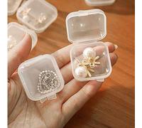Shein 100 piezas Caja de almacenamiento de joyas cuadrada transparente portátil, organizador multiusos para aretes, collares y joyas, con tapa antipolvo, es