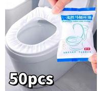 Shein 100 piezas Cubiertas desechables para asiento de inodoro, Cojines para asiento de inodoro empaquetados individualmente, Alfombra portátil de viaje par