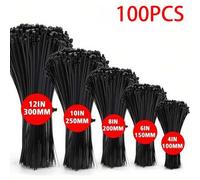 Shein 100 piezas de bridas de cable autoblocantes ajustables - surtido de tamaños 300/250/200/150/100mm - ideales para el hogar, la oficina, el jardín y el