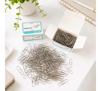 Shein 100 piezas de clips de papel de metal plateado, superficie lisa fácil de sujetar el papel, caja compacta y práctica, adecuado para oficina, escuela, e