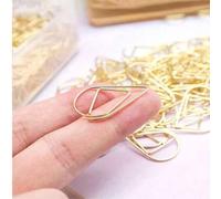 Shein 100 piezas de clips de papel en forma de gota de agua dorados, suministros de oficina metálicos multiusos, adecuados para estudio, oficina y hogar, de