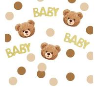 Shein 100 piezas de confeti con lunares de oso marrón, decoración para fiesta de baby shower, adecuado para baby shower, decoración de mesa linda con osos,