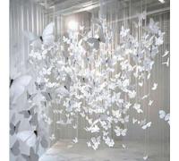 Shein 100 piezas de mariposas blancas artificiales para decoración en cascada, suministros de manualidades DIY para el Día de San Valentín, boda, despedida