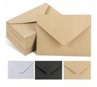 Shein 100 piezas de mini sobres de papel kraft marrón, tarjetas de regalo, invitaciones, notas comerciales, mini tarjetas de felicitación, mini sobres, sobr