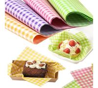 Shein 100 piezas de papel de hornear resistente al aceite adecuado para pasteles, sándwiches y picnics con color aleatorio; Papel de envolver de rejilla par