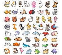 Shein 100 piezas de pegatinas mini con tema de animales kawaii lindos, pegatinas de vinilo para botella de agua, portátil, álbum de recortes, patinetas, paq