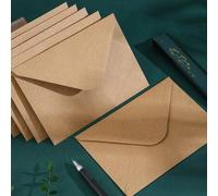 Shein 100 piezas de sobres de papel kraft natural marrón con puntos lisos C6, (114x162mm A6)