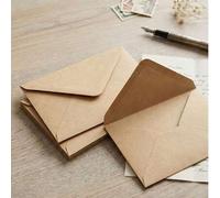Shein 100 piezas de sobres de papel kraft vintage con forma de V, adecuados para invitaciones, tarjetas de felicitación, bodas, compromisos, cumpleaños, bab