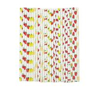 Shein 100 piezas/paquete 9 estilos de pajitas de papel con estampado de frutas multicolor de 6*197mm - Manzana/Cereza/Limón/Sandía/Fresa/Piña | Estilo de ve