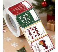 Shein 100 piezas/Rollo Etiquetas de Regalo Navideñas, Diseño Creativo Autoadhesivo, Fácil de Pegar, Etiquetas de Papel Duraderas, Perfectas para Envolver Re
