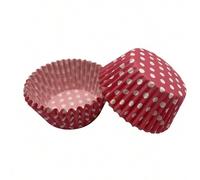 Shein 100 piezas/set Moldes para cupcakes a prueba de aceite con lindo patrón de lunares verdes, tazas desechables para magdalenas, brownies