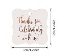 Shein 100 piezas Tarjetas de felicitación "Gracias por celebrar con nosotros" con etiquetas de regalo de cuerda DIY para decoración, San Valentín, Día de Sa