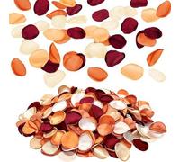 Shein 1000/500/200/100 piezas Pétalos de rosa de seda artificial, decoración de boda de otoño en color naranja quemado, pétalos de rosa de seda, pétalos par