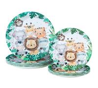 Shein 10pcs/20pcs/25pcs/50pcs Platos desechables con tema de animales de la selva, platos de astronauta, suministros para fiestas, suministros para vacacion