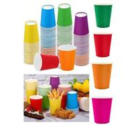Shein 11 colores Vasos de papel de unicolor - 10 piezas/paquete 9oz Vasos para beber de fiesta, adecuados para cumpleaños, bebidas, picnic y vajilla de barb