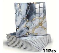 Shein 11 piezas/0.9㎡ Adhesivos de azulejos con patrón de mármol gris oscuro - Paneles de pared compuestos de aluminio impermeables, adecuados para renovació