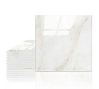 Shein 11 piezas 1㎡ Azulejos adhesivos de patrón de mármol beige suave, impermeables y a prueba de humedad, papel tapiz 3D para baño y cocina, pegatinas de r
