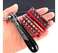 Shein 11 piezas/34 piezas Juego de destornilladores de trinquete mini, destornillador de trinquete acodado de 1/4", llave de trinquete pequeña de 36 dientes