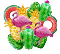 Shein 12/2/3 piezas Globos decorativos de fiesta hawaiana - Incluye globos de flamenco gigante, hojas de palma, sandía, piña y cactus. Ideal para fiestas co