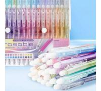 Shein 12/24/36 piezas Bolígrafos de gel borrables y coloridos de 0.7mm, punta de 0.7mm, escritura suave, equipados con clip de bolígrafo, agarre de goma en