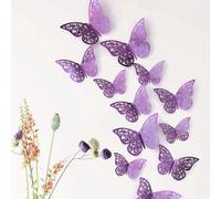 Shein 12/24/72 piezas Pegatinas de mariposa hueca, papel adhesivo morado Mariposa arte de pared para decoración del hogar, pegatinas, vinilos decorativos pa