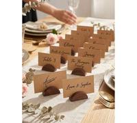 Shein 12/24 piezas Elegantes soportes de madera para números de mesa y tarjetas de lugar, soportes semicirculares para bodas, Halloween, Navidad, decoración
