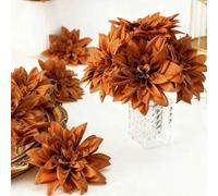 Shein 12/5 piezas Gerbera Margarita artificial marrón, flores falsas, plantas artificiales, cabezas de flores artificiales de 4.7" de tallo para decoración