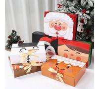 Shein 12/6/1 pieza Caja de regalo de Navidad con cinta, caja de embalaje de regalo de Feliz Navidad, con diseños de Papá Noel, muñeco de nieve, reno, hombre